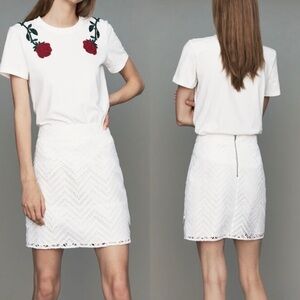 Maje Roses Embroidered Round Neck T-Shirt - 1 (approx XS)